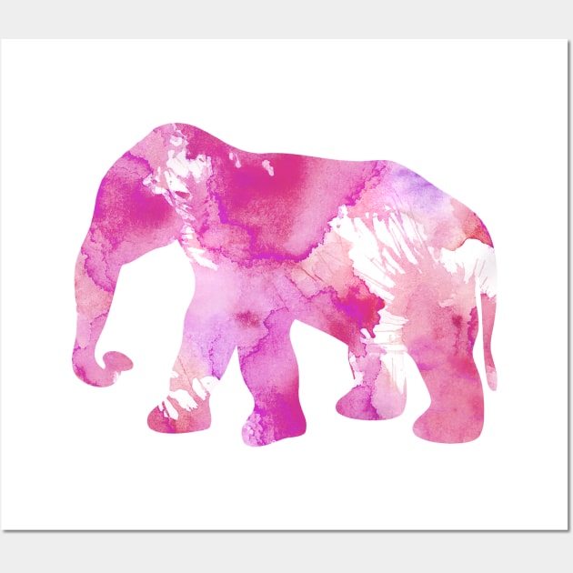 Pink Elephant Watercolor Painting Wall Art by Miao Miao Design
